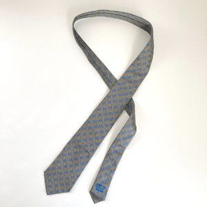 Hermès Paris Blue Check Pattern Silk Tie for Men